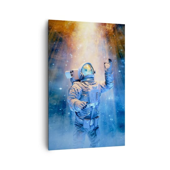 Obraz na płótnie - Wreszcie u celu - 80x120cm - Abstrakcja Astronauta Kosmos - Nowoczesny obraz na ścianę do salonu do sypialni ARTTOR ARTTOR