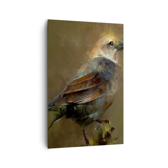 Obraz na płótnie - Wróbelek, ptaszyna niewielka - 80x120cm - Abstrakcja Ptak Natura - Nowoczesny obraz na ścianę do salonu do sypialni ARTTOR ARTTOR
