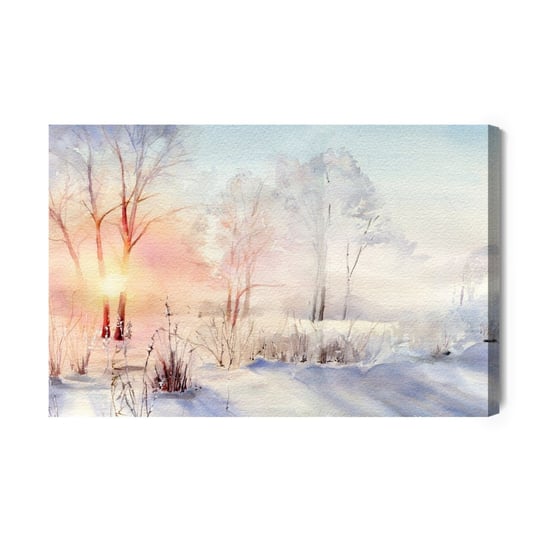 Obraz Na Płótnie Wschód Słońca W Zimowym Lesie 30x20 NC Inna marka
