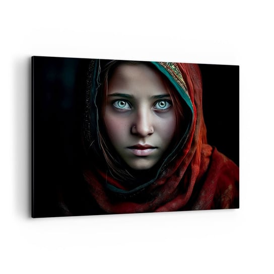 Obraz na płótnie - Wschodnia księżniczka - 100x70cm - Dziewczyna Portret Pakistan - Nowoczesny foto obraz w ramie do salonu do sypialni ARTTOR ARTTOR