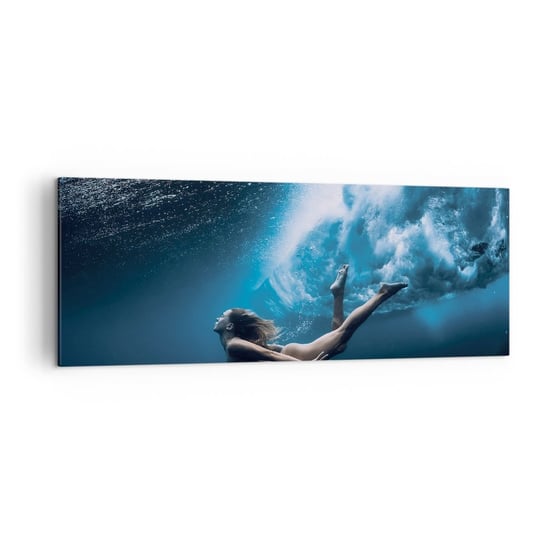Obraz na płótnie - Współczesna syrena - 140x50cm - Kobieta Nurkowanie Morze - Nowoczesny Canvas obraz do salonu do sypialni ARTTOR ARTTOR
