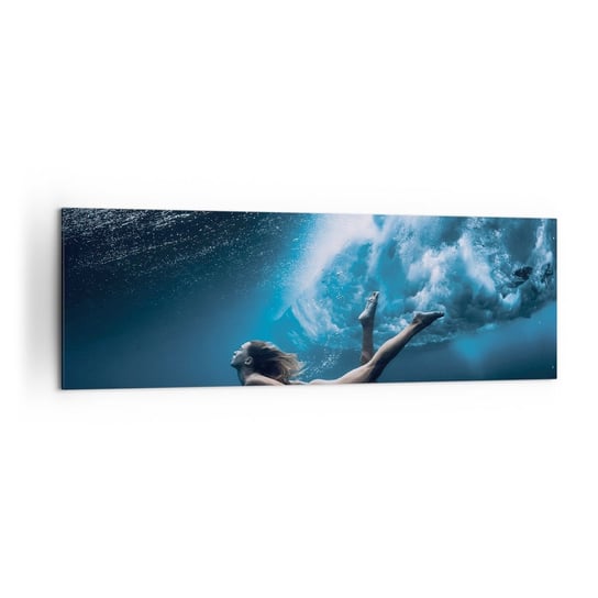 Obraz na płótnie - Współczesna syrena - 160x50cm - Kobieta Nurkowanie Morze - Nowoczesny foto obraz w ramie do salonu do sypialni ARTTOR ARTTOR