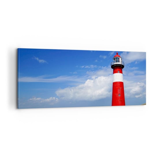 Obraz na płótnie - Wymarzona samotnia - 100x40cm - Krajobraz Latarnia Morska Holandia - Nowoczesny foto obraz w ramie do salonu do sypialni ARTTOR ARTTOR