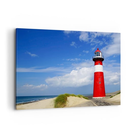 Obraz na płótnie - Wymarzona samotnia - 100x70cm - Krajobraz Latarnia Morska Holandia - Nowoczesny foto obraz w ramie do salonu do sypialni ARTTOR ARTTOR