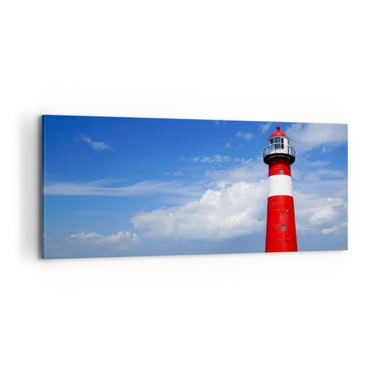Obraz na płótnie - Wymarzona samotnia - 120x50cm - Krajobraz Latarnia Morska Holandia - Nowoczesny obraz na ścianę do salonu do sypialni ARTTOR ARTTOR