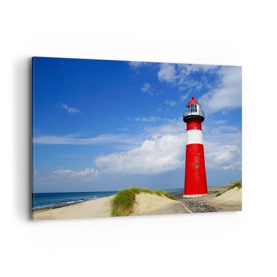 Obraz na płótnie - Wymarzona samotnia - 120x80cm - Krajobraz Latarnia Morska Holandia - Nowoczesny obraz na ścianę do salonu do sypialni ARTTOR ARTTOR