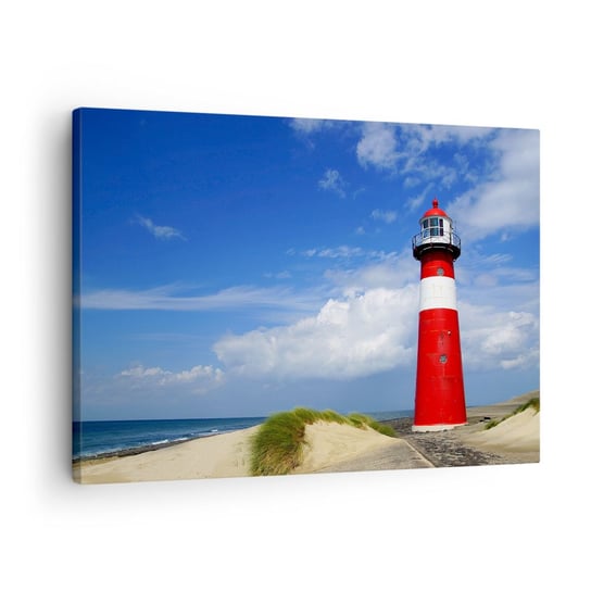 Obraz na płótnie - Wymarzona samotnia - 70x50cm - Krajobraz Latarnia Morska Holandia - Nowoczesny Canvas obraz do salonu do sypialni ARTTOR ARTTOR