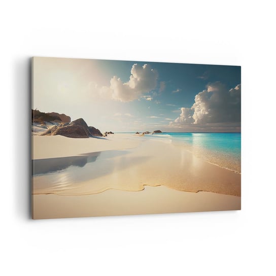 Obraz na płótnie - Wymarzony dzień - 120x80cm - Dzika Plaża Ocean Brzeg - Nowoczesny obraz na ścianę do salonu do sypialni ARTTOR ARTTOR