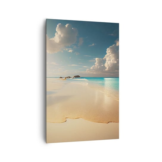 Obraz na płótnie - Wymarzony dzień - 80x120cm - Dzika Plaża Ocean Brzeg - Nowoczesny obraz na ścianę do salonu do sypialni ARTTOR ARTTOR
