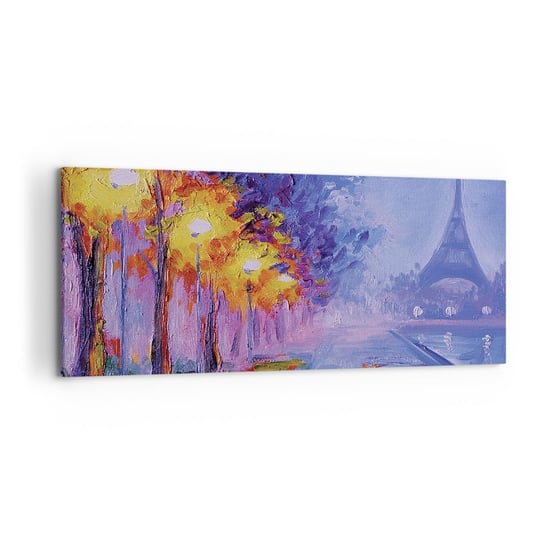 Obraz na płótnie - Wymarzony spacer - 120x50cm - Miasto Paryż Wieża Eiffla - Nowoczesny obraz na ścianę do salonu do sypialni ARTTOR ARTTOR