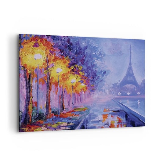 Obraz na płótnie - Wymarzony spacer - 120x80cm - Miasto Paryż Wieża Eiffla - Nowoczesny obraz na ścianę do salonu do sypialni ARTTOR ARTTOR
