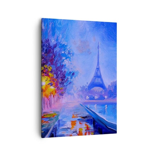 Obraz na płótnie - Wymarzony spacer - 50x70cm - Miasto Paryż Wieża Eiffla - Nowoczesny Canvas obraz do salonu do sypialni ARTTOR ARTTOR