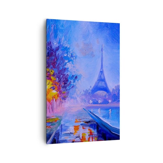 Obraz na płótnie - Wymarzony spacer - 80x120cm - Miasto Paryż Wieża Eiffla - Nowoczesny obraz na ścianę do salonu do sypialni ARTTOR ARTTOR