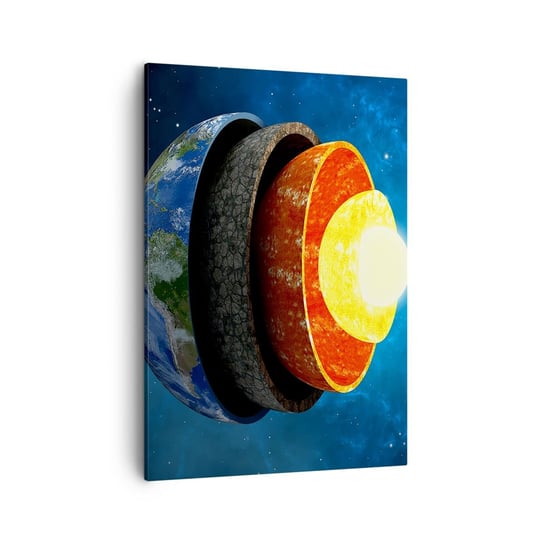 Obraz na płótnie - Wyprawa do wnętrz Ziemi - 50x70cm - Abstrakcja Kosmos Wszechświat - Nowoczesny Canvas obraz do salonu do sypialni ARTTOR ARTTOR
