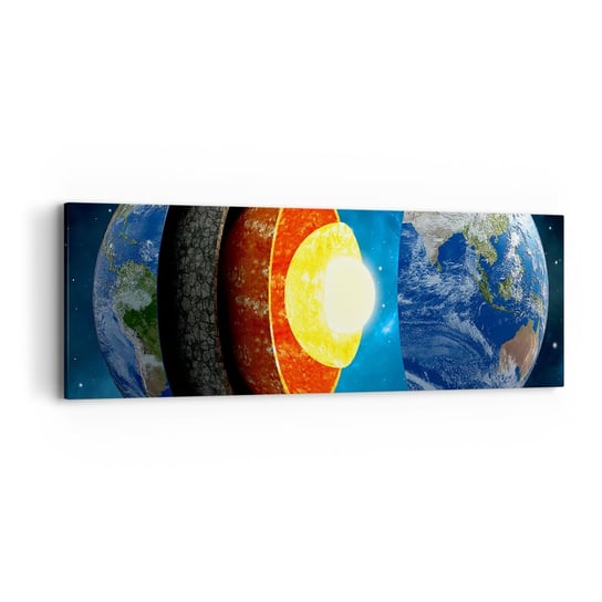 Obraz na płótnie - Wyprawa do wnętrz Ziemi - 90x30 cm - Obraz nowoczesny - Abstrakcja, Kosmos, Wszechświat, Galaktyka, Planety - AB90x30-2948 ARTTOR