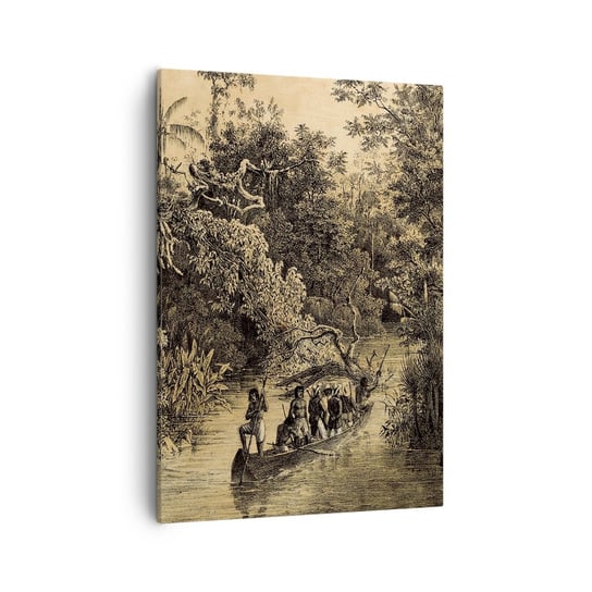 Obraz na płótnie - Wyprawa do źródła - 50x70cm - Dżungla Amazonia Tropiki - Nowoczesny Canvas obraz do salonu do sypialni ARTTOR ARTTOR