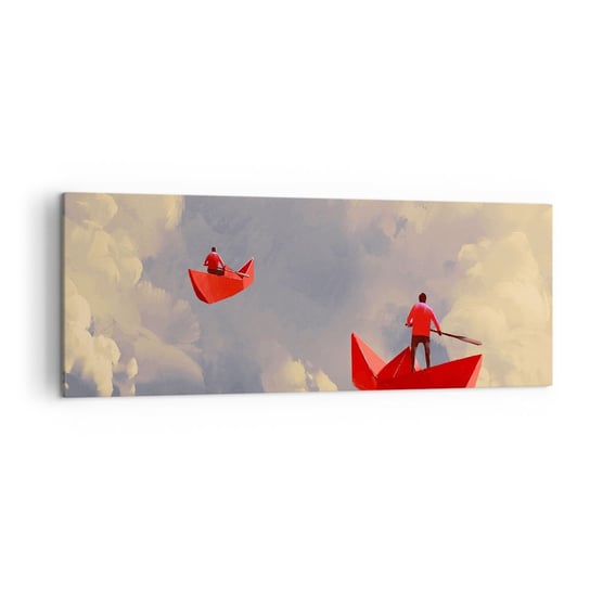 Obraz na płótnie - Wyprawa marzycieli - 140x50cm - Abstrakcja Fantasy Origami - Nowoczesny Canvas obraz do salonu do sypialni ARTTOR ARTTOR