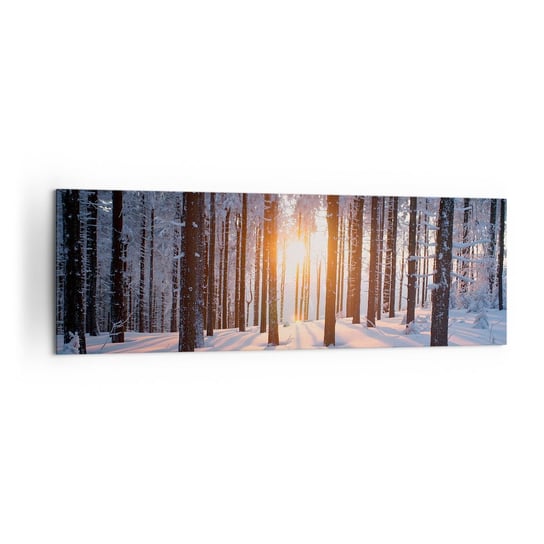 Obraz na płótnie - Wyraźnie czarno na białym - 160x50cm - Krajobraz Las Śnieg - Nowoczesny foto obraz w ramie do salonu do sypialni ARTTOR ARTTOR