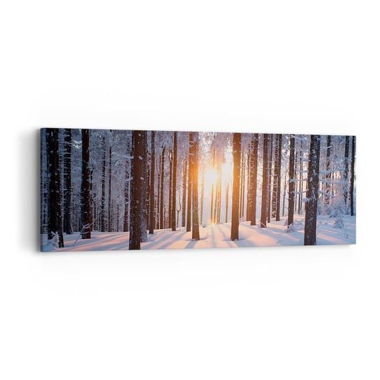 Obraz na płótnie - Wyraźnie czarno na białym - 90x30cm - Krajobraz Las Śnieg - Nowoczesny Canvas obraz do salonu do sypialni ARTTOR ARTTOR