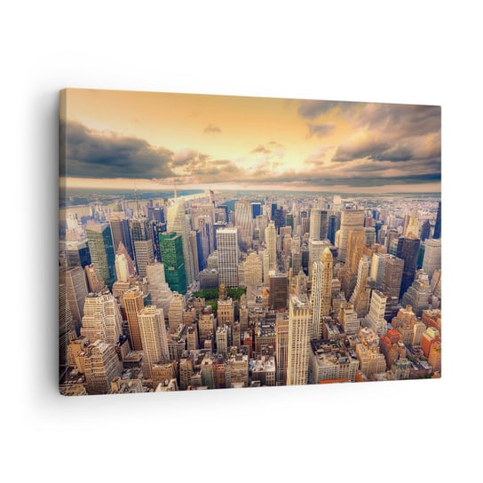 Obraz na płótnie - Wyzłocone metropolis - 70x50cm - Miasto Nowy Jork Architektura - Nowoczesny Canvas obraz do salonu do sypialni ARTTOR ARTTOR