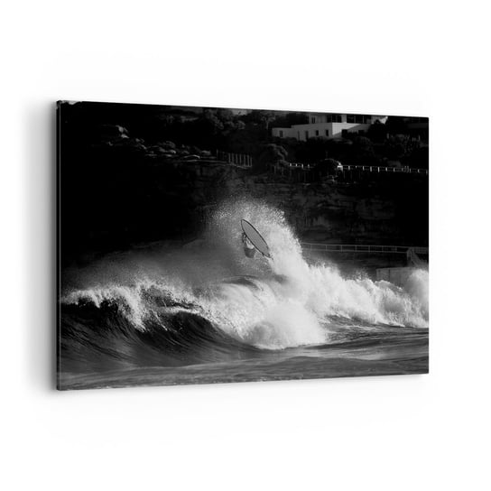Obraz na płótnie - Wyzwanie przyjęte! - 120x80cm - Surfing Fala Sporty Wodne - Nowoczesny obraz na ścianę do salonu do sypialni ARTTOR ARTTOR