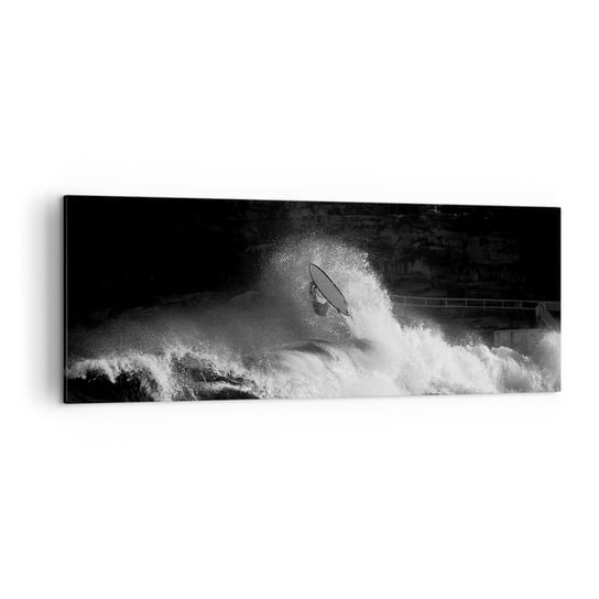 Obraz na płótnie - Wyzwanie przyjęte! - 140x50cm - Surfing Fala Sporty Wodne - Nowoczesny Canvas obraz do salonu do sypialni ARTTOR ARTTOR