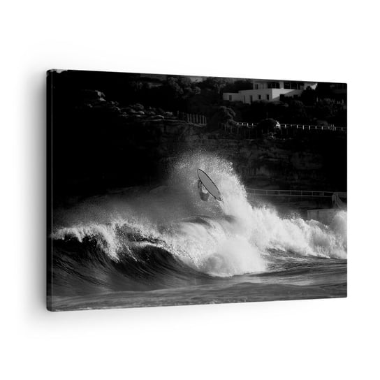 Obraz na płótnie - Wyzwanie przyjęte! - 70x50cm - Surfing Fala Sporty Wodne - Nowoczesny Canvas obraz do salonu do sypialni ARTTOR ARTTOR