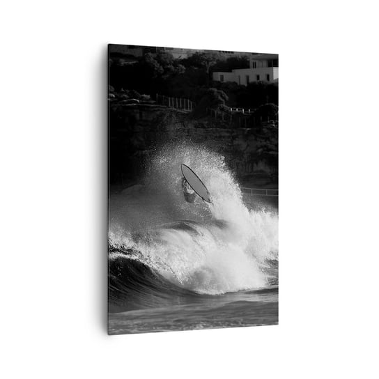 Obraz na płótnie - Wyzwanie przyjęte! - 80x120cm - Surfing Fala Sporty Wodne - Nowoczesny obraz na ścianę do salonu do sypialni ARTTOR ARTTOR