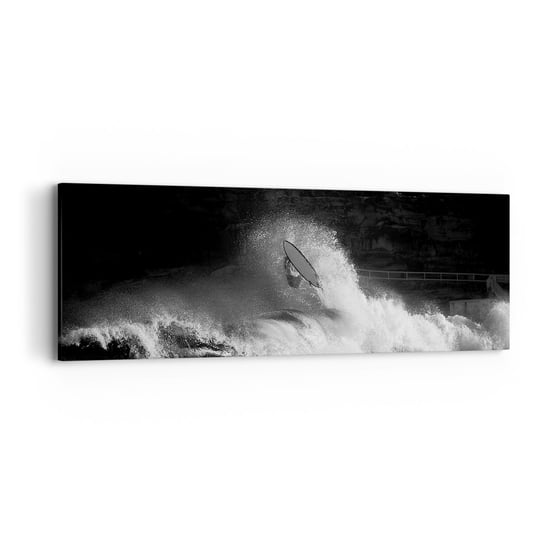 Obraz na płótnie - Wyzwanie przyjęte! - 90x30cm - Surfing Fala Sporty Wodne - Nowoczesny Canvas obraz do salonu do sypialni ARTTOR ARTTOR