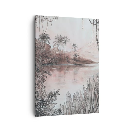 Obraz na płótnie - XIX-wieczny pamiętnik odkrywcy - 50x70cm - Dżungla Palmy Ołówek - Nowoczesny Canvas obraz do salonu do sypialni ARTTOR ARTTOR