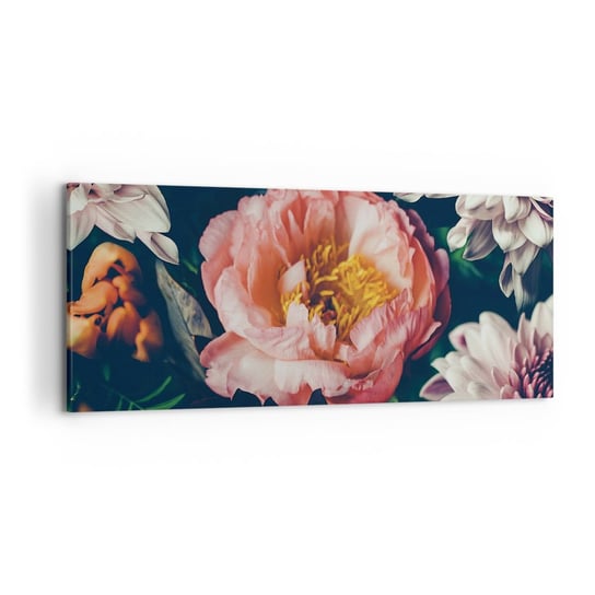 Obraz na płótnie - Z barokowym przepychem - 120x50cm - Kwiaty Piwonia Bukiet Kwiatów - Nowoczesny obraz na ścianę do salonu do sypialni ARTTOR ARTTOR
