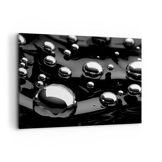 Obraz na płótnie - Z czarnej toni - 100x70cm - Abstrakcja Chromowane Kule 3D - Nowoczesny foto obraz w ramie do salonu do sypialni ARTTOR ARTTOR