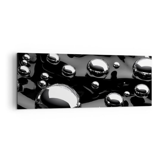 Obraz na płótnie - Z czarnej toni - 140x50cm - Abstrakcja Chromowane Kule 3D - Nowoczesny Canvas obraz do salonu do sypialni ARTTOR ARTTOR