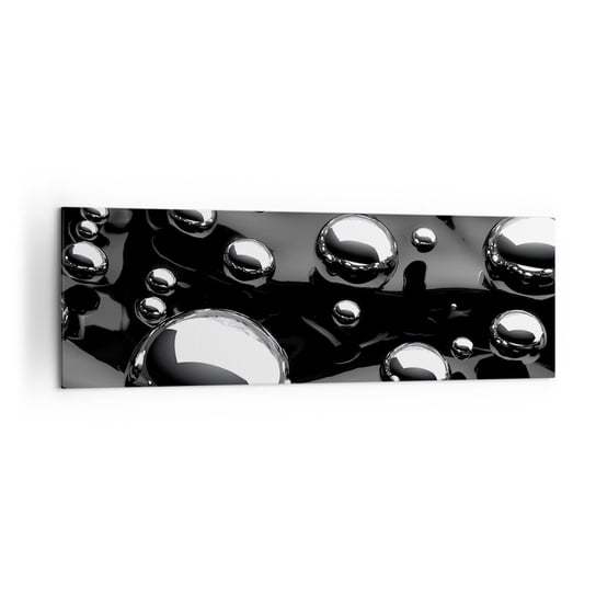 Obraz na płótnie - Z czarnej toni - 160x50cm - Abstrakcja Chromowane Kule 3D - Nowoczesny foto obraz w ramie do salonu do sypialni ARTTOR ARTTOR