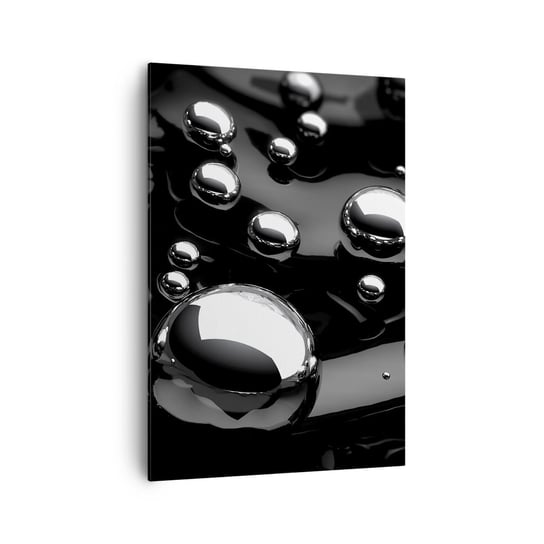 Obraz na płótnie - Z czarnej toni - 70x100cm - Abstrakcja Chromowane Kule 3D - Nowoczesny foto obraz w ramie do salonu do sypialni ARTTOR ARTTOR