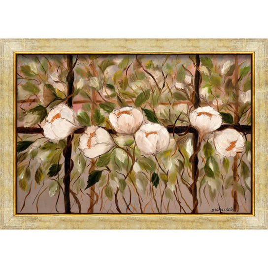 Obraz na płótnie z drukowaną ramą, białe kwiaty, 50x70 cm Art-Canvas