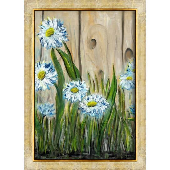 Obraz na płótnie z drukowaną ramą, niebieskie kwiaty, 100x70 cm Art-Canvas