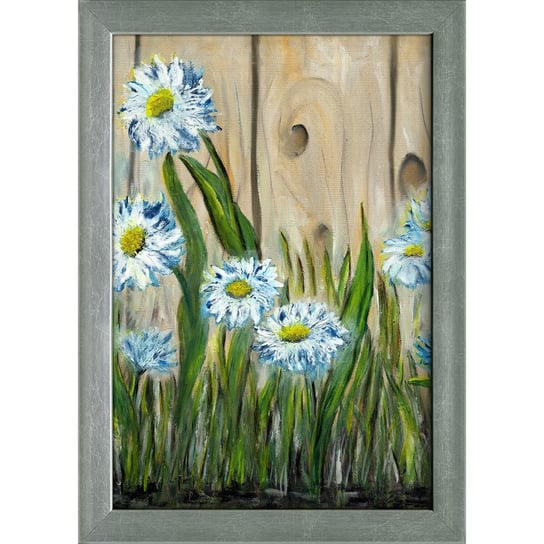 Obraz na płótnie z drukowaną ramą, niebieskie kwiaty, 50x70 cm Art-Canvas