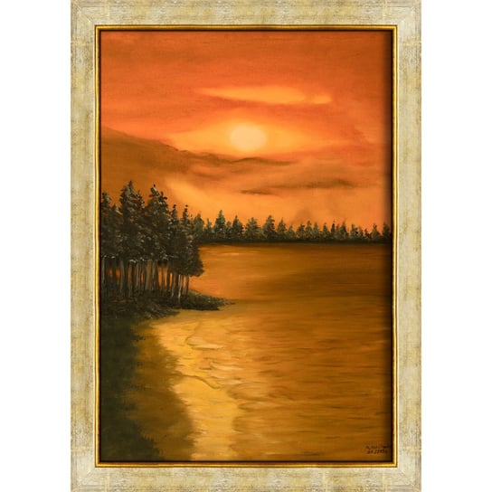 Obraz na płótnie z drukowaną ramą, zachód słońca, 100x70 cm Art-Canvas