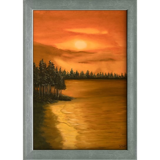 Obraz na płótnie z drukowaną ramą, zachód słońca, 100x70 cm Art-Canvas
