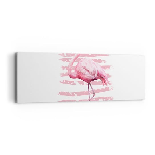 Obraz na płótnie - Z godnościa, choć na różowo - 90x30cm - Flaming Ptak Sztuka - Nowoczesny Canvas obraz do salonu do sypialni ARTTOR ARTTOR