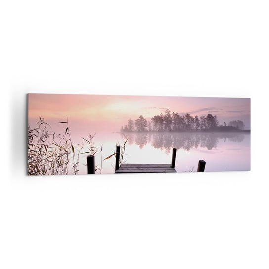 Obraz na płótnie - Z liliowej mgły... - 160x50cm - Krajobraz Wschód Słońca Jezioro - Nowoczesny foto obraz w ramie do salonu do sypialni ARTTOR ARTTOR