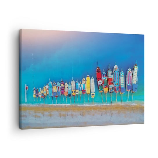 Obraz na płótnie - Z lotu ptaka - 70x50cm - Krajobraz Plaża Morze - Nowoczesny Canvas obraz do salonu do sypialni ARTTOR ARTTOR