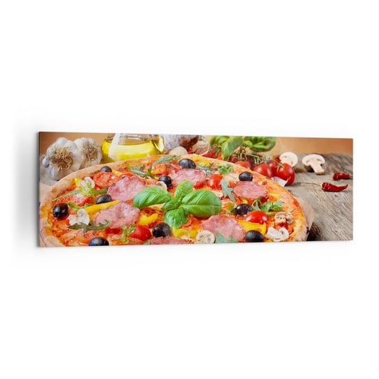 Obraz na płótnie - Z prawdziwie włoskim smakiem - 160x50cm - Gastronomia Pizza Włochy - Nowoczesny foto obraz w ramie do salonu do sypialni ARTTOR ARTTOR