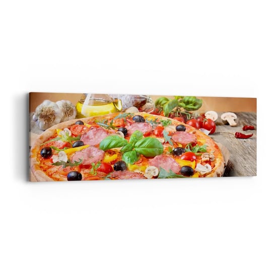 Obraz na płótnie - Z prawdziwie włoskim smakiem - 90x30cm - Gastronomia Pizza Włochy - Nowoczesny Canvas obraz do salonu do sypialni ARTTOR ARTTOR