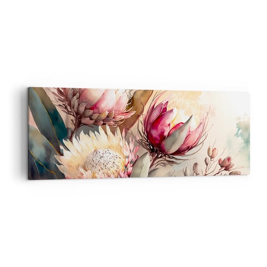 Obraz na płótnie - Z profilu i en face - 140x50cm - Kwiaty Art Deco Botanika - Nowoczesny Canvas obraz do salonu do sypialni ARTTOR ARTTOR