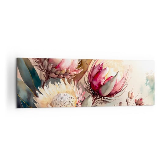 Obraz na płótnie - Z profilu i en face - 160x50cm - Kwiaty Art Deco Botanika - Nowoczesny foto obraz w ramie do salonu do sypialni ARTTOR ARTTOR