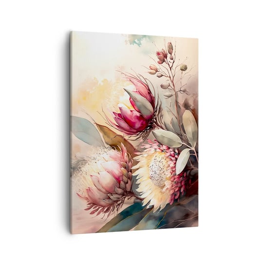 Obraz na płótnie - Z profilu i en face - 50x70cm - Kwiaty Art Deco Botanika - Nowoczesny Canvas obraz do salonu do sypialni ARTTOR ARTTOR