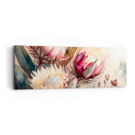 Obraz na płótnie - Z profilu i en face - 90x30cm - Kwiaty Art Deco Botanika - Nowoczesny Canvas obraz do salonu do sypialni ARTTOR ARTTOR