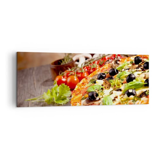 Obraz na płótnie - Z tellurycznych ingrediencji - 140x50cm - Gastronomia Pizza Włochy - Nowoczesny Canvas obraz do salonu do sypialni ARTTOR ARTTOR